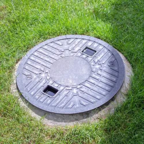 A septic tank installation in a yard